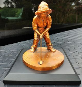 Pristine Vintage Pinehurst Country Club Golf Putter Boy Copper Sundial Statue