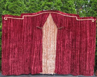 Vintage Funeral Stand Velvet Back Drop Casket Display Curtain Coffin Drape