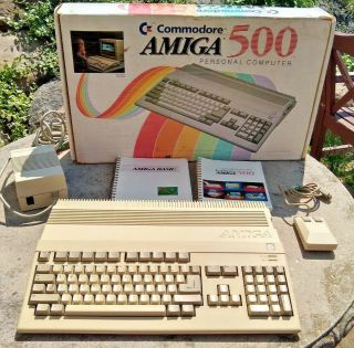 Vintage Commodore Amiga 500 Computer,  Disk Drive,  Software