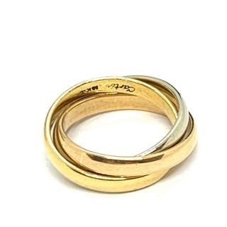 Vintage Cartier Trinity 3 Color Yellow Rose And White 18k Gold Ring Sz.  4.