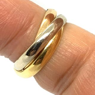 Vintage Cartier Trinity 3 Color Yellow Rose And White 18k Gold Ring Sz.  4. 2