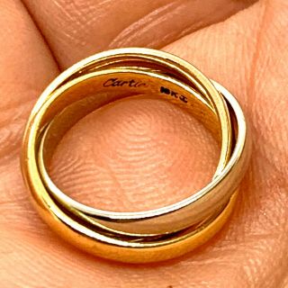 Vintage Cartier Trinity 3 Color Yellow Rose And White 18k Gold Ring Sz.  4. 3