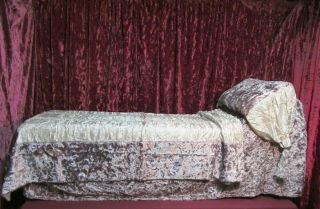 Vintage Funeral Folding Cooling Board Velvet Satin Slumber Set Repose Embalm Bed