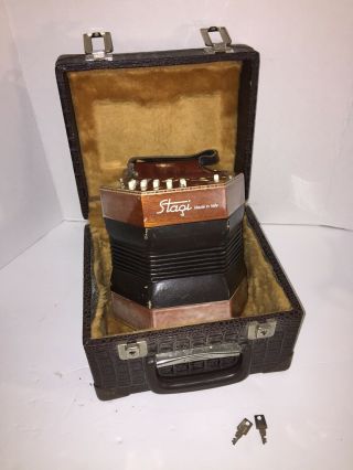 Vintage 30 Button Stagi Concertina Made In Italy