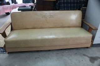 Mcm George Faber Sofa With Steer Imprint Vintage Sofa Cowboy Decor Western Decor
