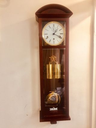 Large Vintage Kieninger Regulator Wall Clock Westminster Chime On Rods.