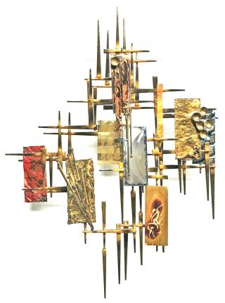Vintage Ray Berger Abstract Brutalist Metal Wall Sculpture