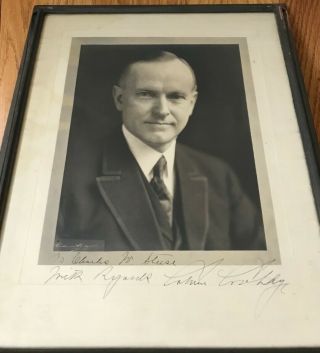 Vintage President Calvin Coolidge Underwood Portrait Photo Signed Autograph