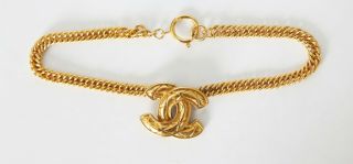 Authentic Chanel Vintage Gold Tone Coco Necklace/choker