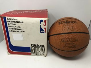 Vintage Wilson Official Nba Leather Basketball Lawrence Larry O’brien W/ Og Box