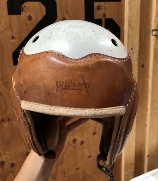 Vintage 1940s Wilson Leather Football Helmet Airlite Cushion Rubber (7 1/8)
