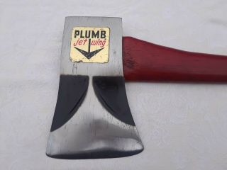 Vintage Plumb Jet Wing Axe 3.  5 Orig red handle & label Phantom Bevels NeverUsed 3