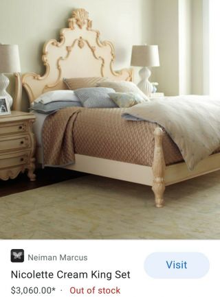 Neiman Marcus Nicolette Cream Wood King 4 poster bed frame 3