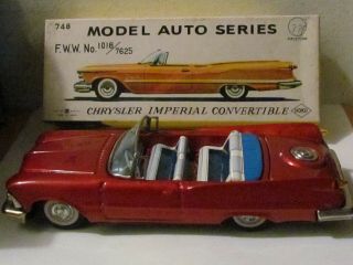 Vintage Bandai Japan Chrysler Imperial Convertible Tin Friction Car Box