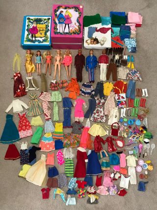 Huge Vintage Mattel Barbie Ken Dolls Clothes Shoes Accessories Stacey Pj Skipper
