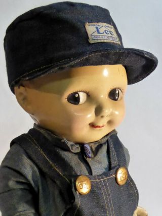 Vintage Buddy Lee Doll Union Made Overalls Denim Shirt Hat