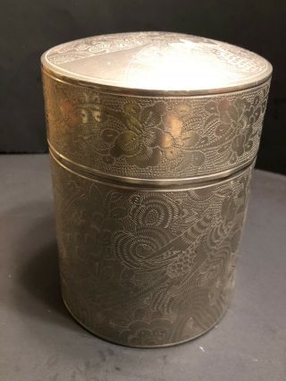 Vintage Chinese Pewter Tea Caddy