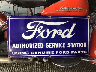 Rare Vintage Porcelain Ford Authorized Service Station Sign Mustang F - 150