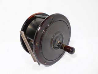 Vintage Antique Rosewood Brass Patent 4½ " Wide Drum Salmon Fly Fishing Reel