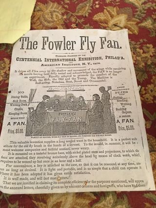 140 Year Clockwork Fowler Fly Fan Antique Vintage Rare Cast Iron Look