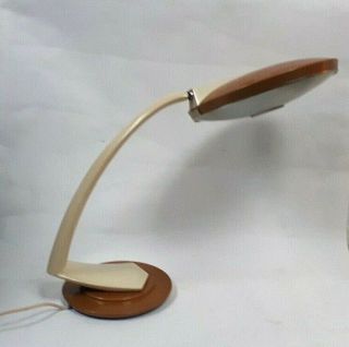 Lampe Design Vintage 1960 Fase Boomerang Space Age Metal Jaune Et Blanc
