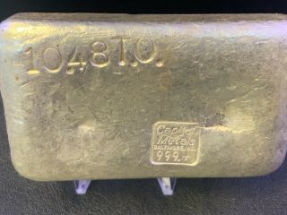 Rare Vintage Capital Metals 10 Oz, .  999 Fine Silver 10.  48 Hand Poured Bar