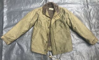 Vintage Wwii Usn Us Navy Deck Jacket Military Ww2 Coat Stenciled