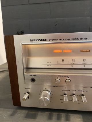 Vintage Pioneer SX - 850 Stereo Receiver READ Great Shape Cosm.  Will Need Fix 2