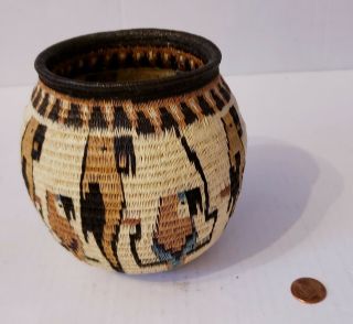 Vintage Wounaan Embera Panama Native Indian Woven Basket From The Darian Jungle