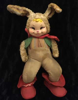 Rare Rushton Boy Bunny Rabbit 16” Plush Rubber Face