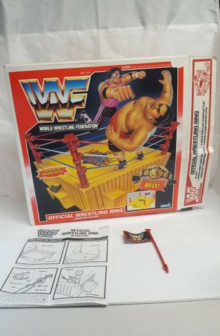 Vintage Hasbro Wwf King Of The Ring Wresling Ring Box Flag & Instructions