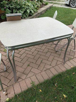 Vintage Mid Century Chrome Dinette 4 Dining Chairs Formica Table Top 3