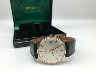 Vintage 9k 9ct Solid Gold Mens Rotary Swiss Watch,  Box