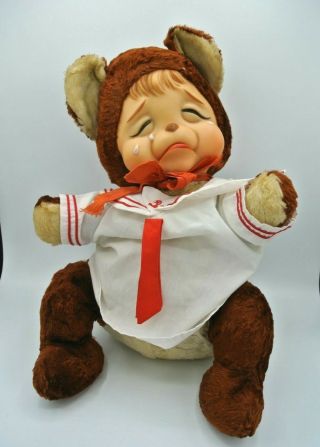 Vintage Rushton Star Creation Large 16 " Rubber - Face Plush Stuffed Crying Bear