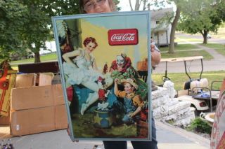 Vintage 1936 Coca Cola Circus Clown Soda Pop Gas Oil 27 " Sign