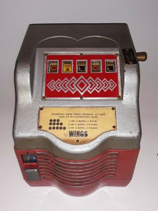 Vtg Wings 1 Cent Cigarette Trade Stimulator 5 Reel Penny Machine