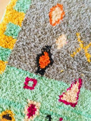 Moroccan Boujaad rug 100 Wool Handmade Yellow Berber carpet (8Ft x 5FT) 2
