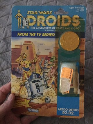 Wow,  Vintage Star Wars Droids,  R2d2 With Lightsaber,  Coin,  Card