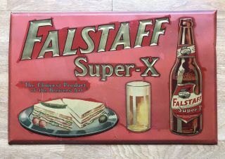 Vintage 30s Falstaff Beer Metal Sign 1935