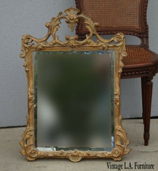 Vintage French Louis Xvi Rococo Bombay Wall Mantle Gold Beveled Mirror