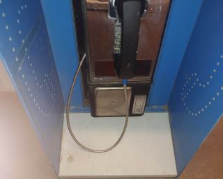 Vintage Outdoor Pay - Phone Booth Box Light Enclosure Only Pl Read Payphone Metal