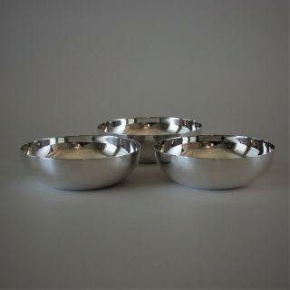 Vintage Christofle France Silver Plated Set Of 3 Modern Bowls.