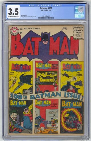 Batman 100 Cgc 3.  5 Vintage Dc Comic Detective Bill Finger Golden Age 10c