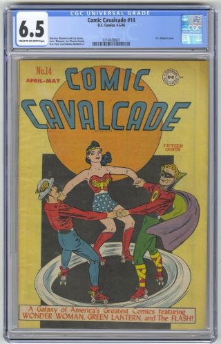 Comic Cavalcade 14 Cgc 6.  5 Vintage Dc Comic E.  E.  Hibbard Cover Art Gold 10c