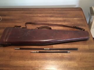 Abercrombie & Fitch Vintage Leather Shotgun Gun Case York & Cleaning Rod