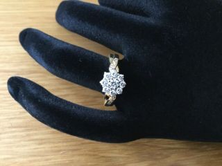 Unusual Vintage Diamond Cluster Ring 18ct Yellow Gold 0.  40 Carat Size K