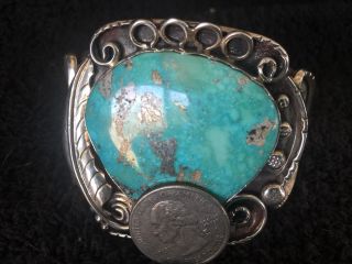 Vintage Native American Morenci Turquoise Sterling Cuff Bracelet