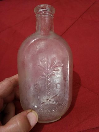 Vintage Collectible South Carolina Dispensary Bottle Palm Tree Jo Jo Flask