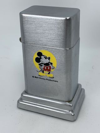 Vtg Error Barcroft Zippo - Walt Disney Productions Mickey Mouse - Table Lighter
