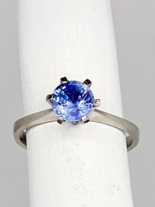 Antique 1940s $6000 1.  25ct Natural No Heat Ceylon Blue Sapphire Platinum Ring